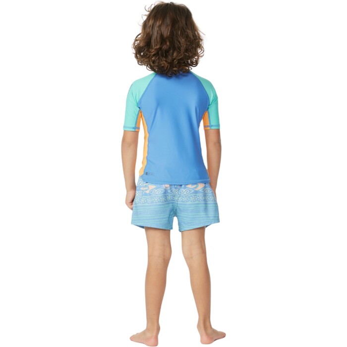 2024 Rip Curl Boys Mystic Waves UPF Short Sleeve Rash Vest TNPTRV - Blue Yonder